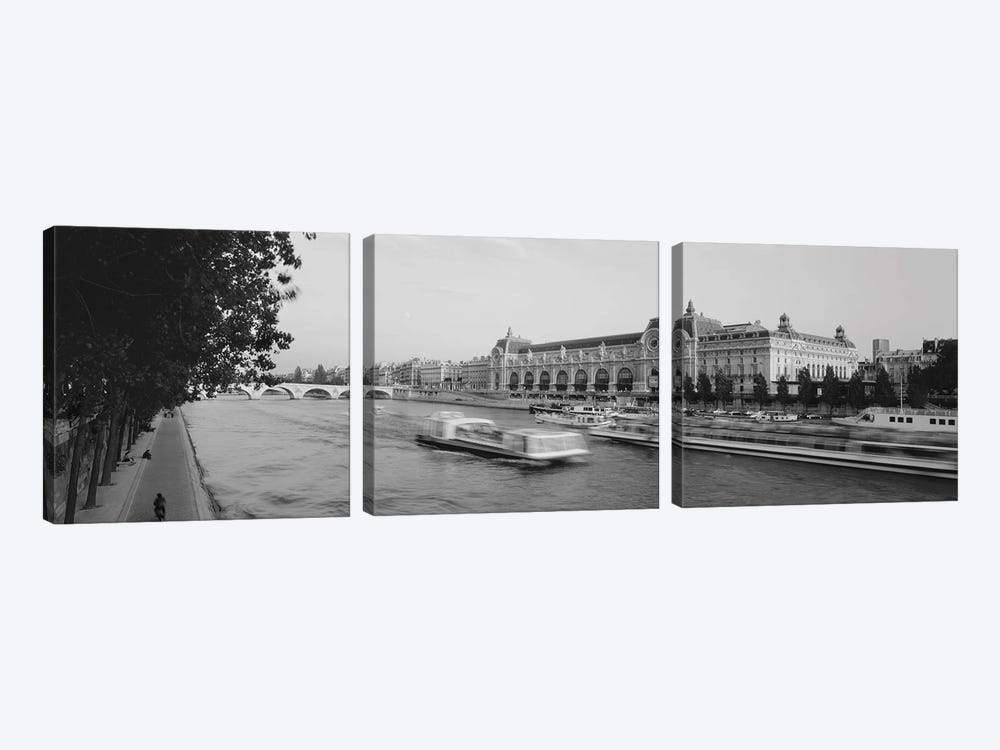 Passenger Craft In A River, Seine River, Musee D'Orsay, Paris, France by Panoramic Images 3-piece Art Print