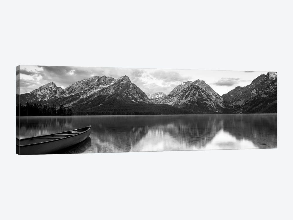 Reflection Of Mountains In A Lake, Leigh Lake, Grand Teton National Park, Wyoming, USA by Panoramic Images 1-piece Canvas Print
