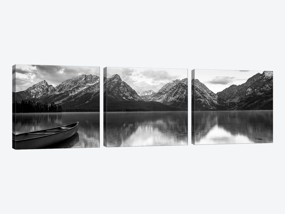Reflection Of Mountains In A Lake, Leigh Lake, Grand Teton National Park, Wyoming, USA by Panoramic Images 3-piece Canvas Print