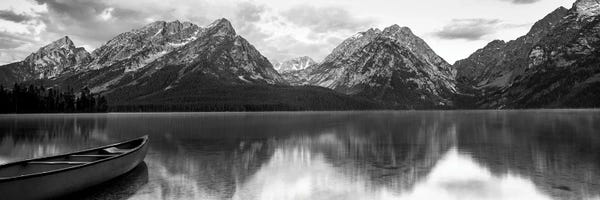 Reflection Of Mountains In A Lake, Leigh Lake, Grand Teton National Park, Wyoming, USA