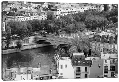 Seine River And City Viewed From The Notre Dame Cathedral, Paris, France Canvas Art Print - Famous Places of Worship