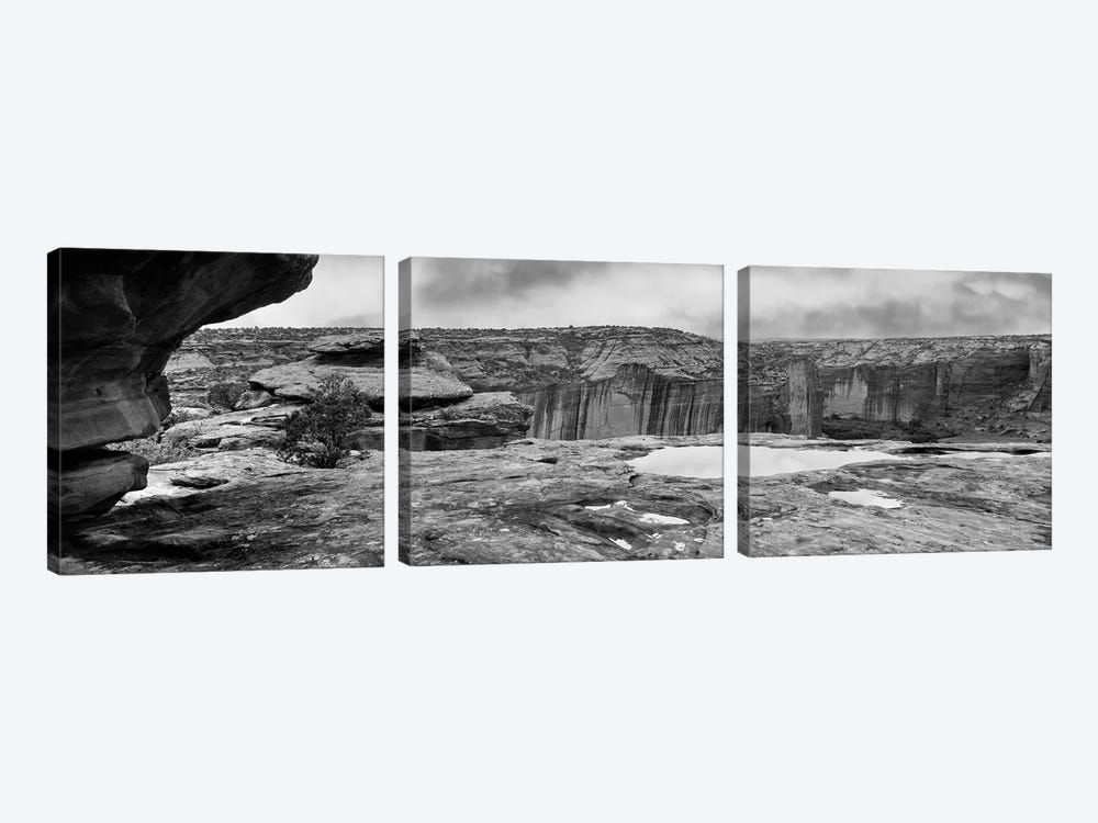 Slickrock Waterpocket Pools Reflect Sunrise Colors, Canyon De Chelly National Monument, Arizona, USA by Panoramic Images 3-piece Canvas Art Print
