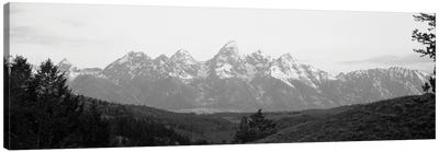 Snowcapped Mountain Range At Dawn, Teton Range, Grand Teton National Park, Wyoming, USA Canvas Art Print - Rocky Mountain Art