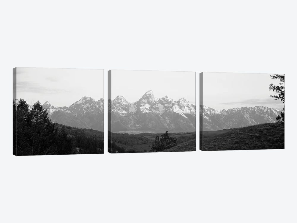 Snowcapped Mountain Range At Dawn, Teton Range, Grand Teton National Park, Wyoming, USA by Panoramic Images 3-piece Canvas Print