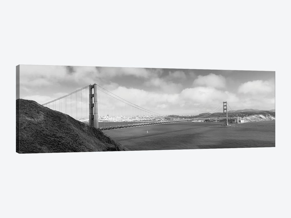 Suspension Bridge Across A Bay, Golden Gate Bridge, San Francisco Bay, San Francisco, California, USA by Panoramic Images 1-piece Canvas Wall Art