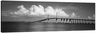 Suspension bridge Across The Bay, Sunshine Skyway Bridge, Tampa Bay, Gulf Of Mexico, Florida, USA Canvas Art Print - Tampa Bay