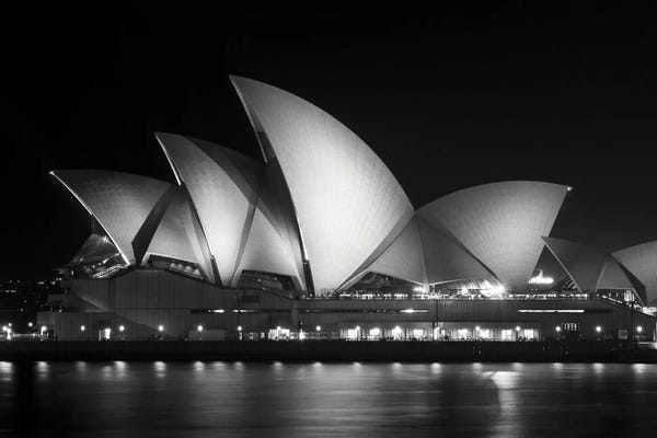 Australia: Sydney Opera House Lit Op At Night, Sydney, New South Wales, Australia by Panoramic Images