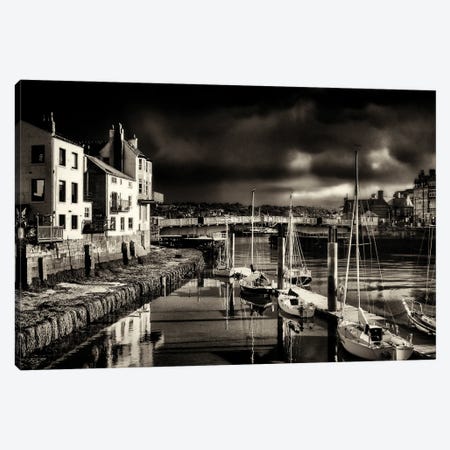 The Harbour And River Esk On A Stormy Evening, Whitby, Yorkshire, England Canvas Print #PIM16249} by Panoramic Images Canvas Art