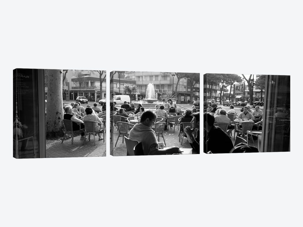 Tourists At A Sidewalk Cafe, Lignano Sabbiadoro, Italy by Panoramic Images 3-piece Canvas Art Print