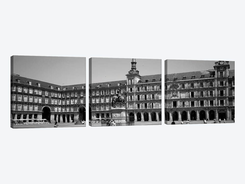 Tourists In A Plaza, Plaza Mayor, Madrid, Spain by Panoramic Images 3-piece Canvas Art