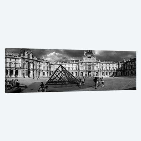 Tourists Near A Glass Pyramid At Musee Du Louvre, Paris, France Canvas Print #PIM16253} by Panoramic Images Canvas Print