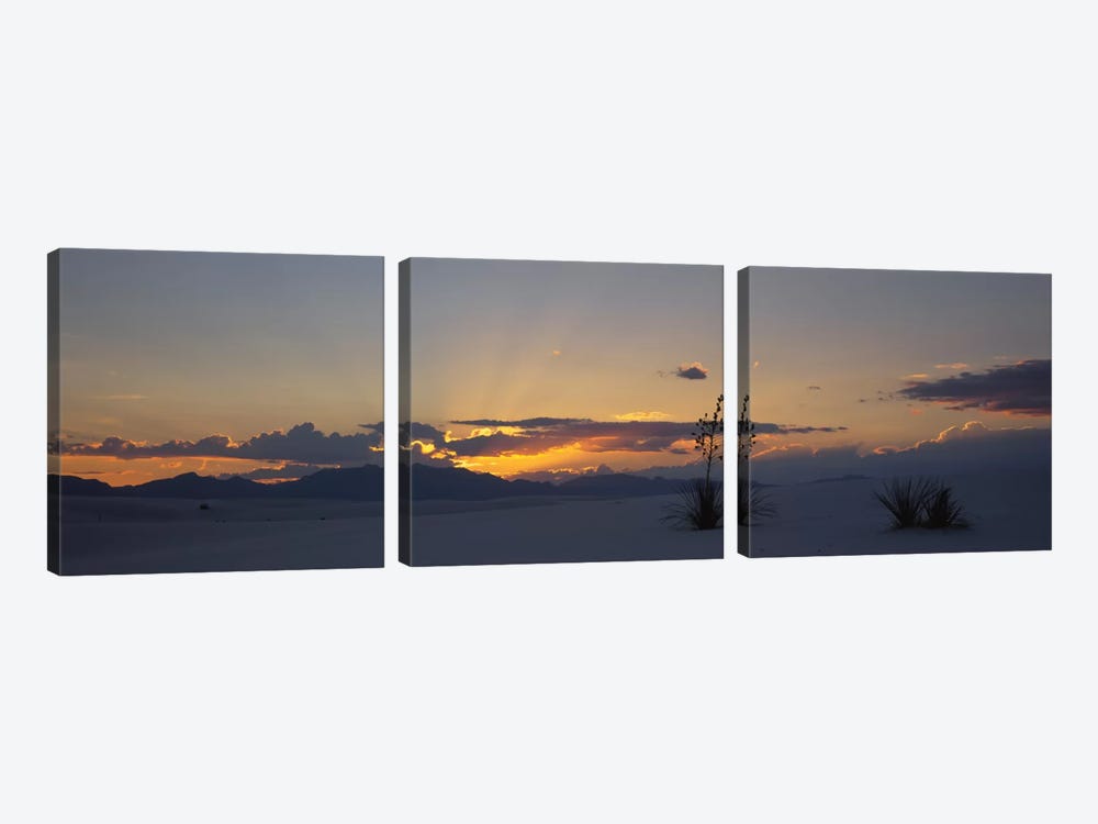 Cloudy Sunset, White Sands National Monument, New Mexico, USA by Panoramic Images 3-piece Canvas Print