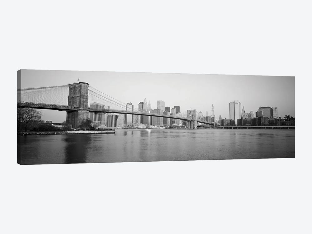 USA, New York State, New York City, Brooklyn Bridge, Skyscrapers in a city by Panoramic Images 1-piece Canvas Wall Art