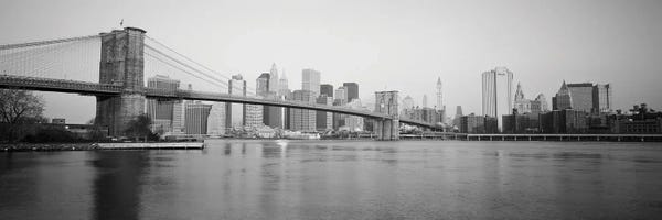 Brooklyn: USA, New York State, New York City, Brooklyn Bridge, Skyscrapers in a city by Panoramic Images