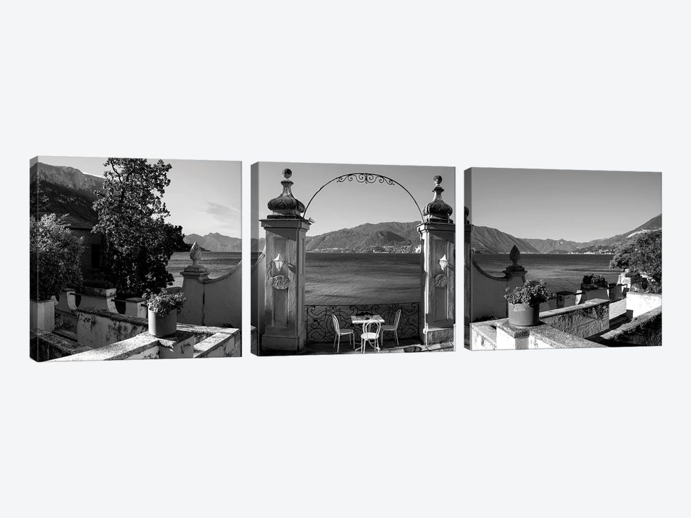View Of Lake Como From A Patio, Varenna, Lombardy, Italy by Panoramic Images 3-piece Canvas Artwork