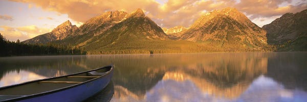 Teton Range: Canoe, Leigh Lake, Grand Teton National Park WY USA by Panoramic Images