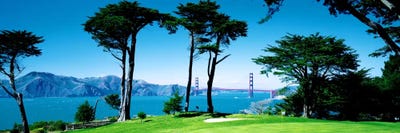 Golf Course w\ Golden Gate Bridge San Francisco CA USA by Panoramic Images framed canvas print