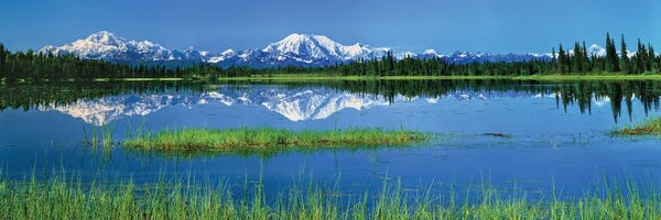 Alaska: Mt. McKinley And Alaska Range From A Remote Lake By Float Plane, Alaska, USA II by Panoramic Images