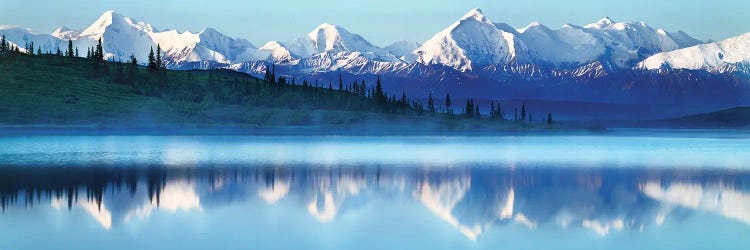 Snowcapped Mountains Reflected In Wonder Lake, Denali National Park, Alaska, USA