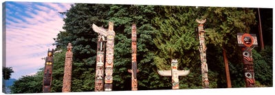 Totem Poles, Brockton Point, Stanley Park, Vancouver, British Columbia, Canada Canvas Art Print - British Columbia Art