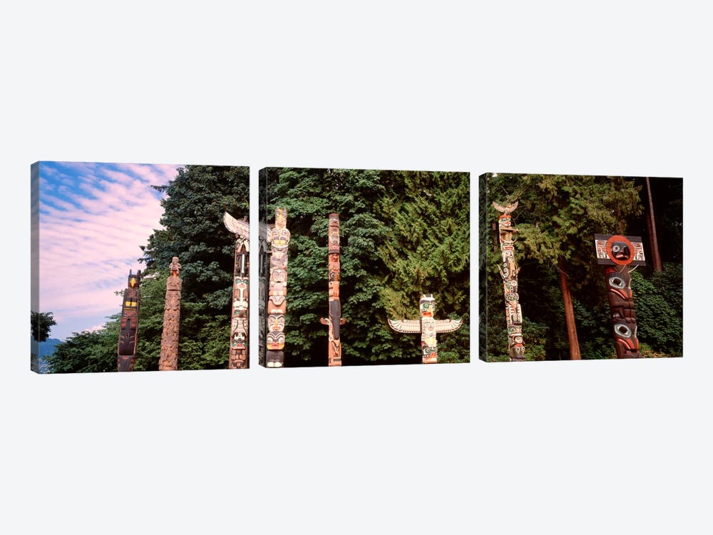 Totem Poles, Brockton Point, Stanley Park, Vancouver, British Columbia, Canada by Panoramic Images 3-piece Canvas Art Print