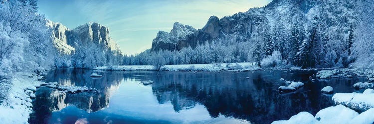 Lake During Winter Surrounded By Mountains, Yosemite National Park, California, USA