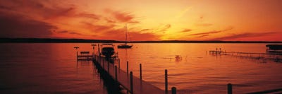 Piers On The Bay, Old Mission Peninsula, Grand Traverse Bay, Grand Traverse County, Michigan, USA by Panoramic Images multi panel art