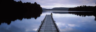 Pier In A Lake, Lake Mapourika, South Island, New Zealand by Panoramic Images acrylic art print