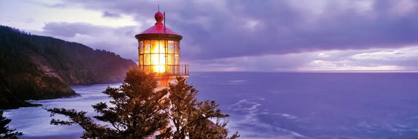 Lighthouses: Lighthouse At A Coast, Heceta Head Lighthouse, Heceta Head, Lane County, Oregon, USA by Panoramic Images