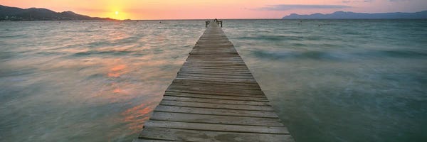 Spain: Pier At Sunset In The Sea, Alcudia, Majorca, Spain by Panoramic Images
