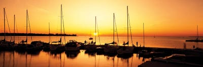 Silhouette Of Boats In The Sea, Egg Harbor, Door County, Wisconsin, USA by Panoramic Images canvas print