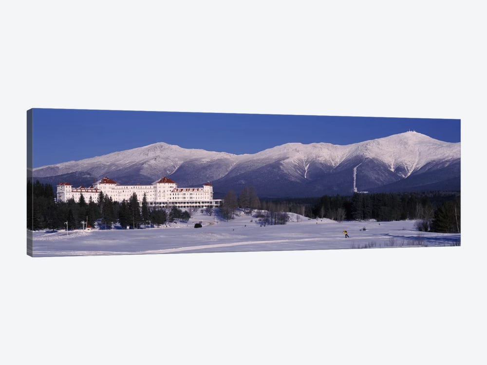 Hotel near snow covered mountainsMt. Washington Hotel Resort, Mount Washington, Bretton Woods, New Hampshire, USA by Panoramic Images 1-piece Canvas Art Print