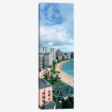High angle view of a beach, Waikiki Beach, Honolulu, Oahu, Hawaii, USA Canvas Print #PIM1637} by Panoramic Images Canvas Art Print
