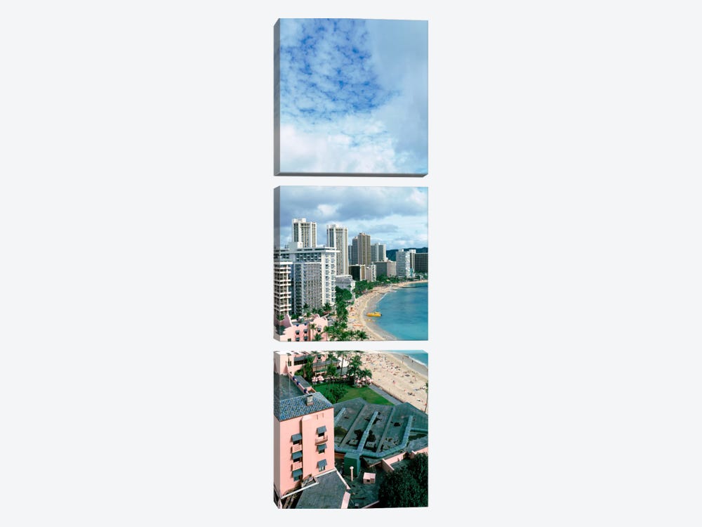 High angle view of a beach, Waikiki Beach, Honolulu, Oahu, Hawaii, USA by Panoramic Images 3-piece Canvas Art
