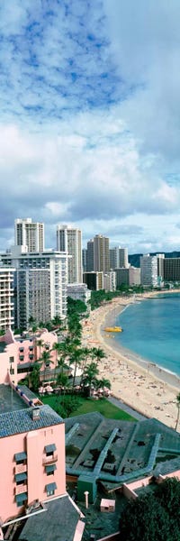 Honolulu: High angle view of a beach, Waikiki Beach, Honolulu, Oahu, Hawaii, USA by Panoramic Images