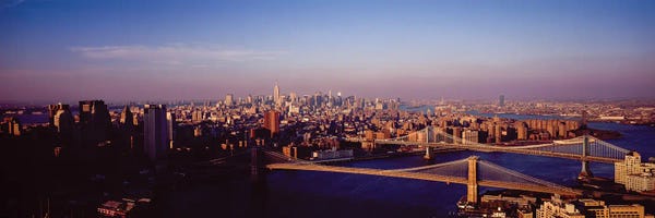 Canvas Print: Aerial View Of Manhattan With Bridges, New York City, New York, USA by Panoramic Images