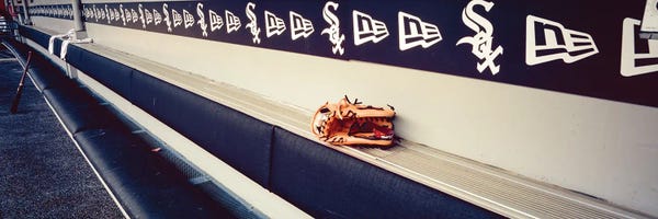 Canvas Print: Glove In The Dugout, White Sox Vs Indians, US Cellular Field, Chicago, Illinois by Panoramic Images