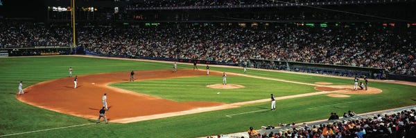 Canvas Print: Lower Level 3B View, Close Up, Night, White Sox Vs Indians, US Cellular Field, Chicago, Illinois by Panoramic Images