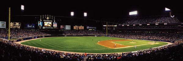Canvas Print: Night, Lower Level 3B, US Cellular Field,White Sox Vs Indians, Chicago, Illinois by Panoramic Images