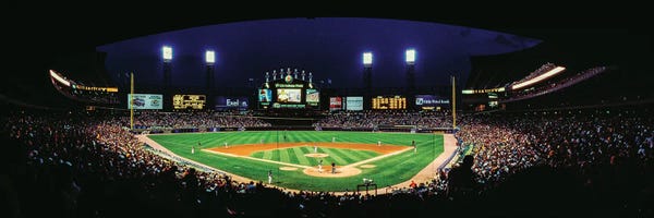 Canvas Print: Home Plate Night, US Cellular Field, White Sox Vs Indians, Chicago, Illinois by Panoramic Images