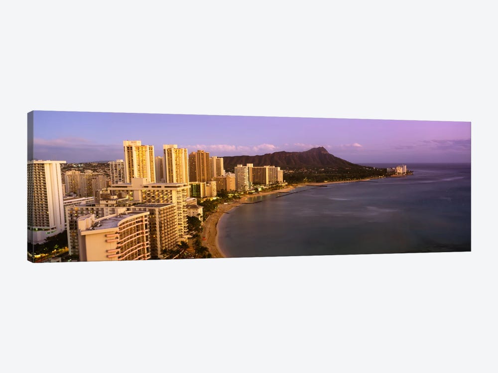 High angle view of buildings at the waterfront, Waikiki Beach, Honolulu, Oahu, Hawaii, USA by Panoramic Images 1-piece Canvas Print