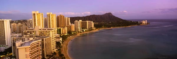 Honolulu: High angle view of buildings at the waterfront, Waikiki Beach, Honolulu, Oahu, Hawaii, USA by Panoramic Images