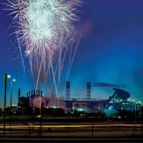 Fine Art Print: Exterior With Fireworks, US Cellular Field, White Sox Vs Indians, Chicago, Illinois by Panoramic Images