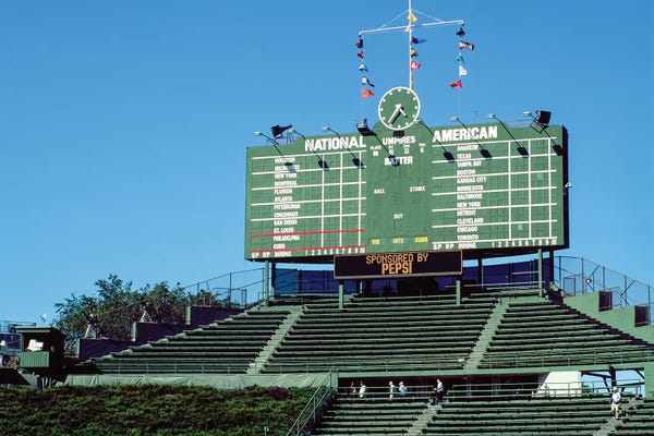 Baseball: Pregame Scoreboard, Cubs Vs Phillies, Wrigley Field, Chicago, Illinois, USA, July 31, 2003 by Panoramic Images