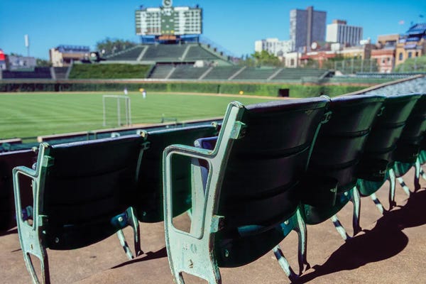 Stadiums: Seats With Scoreboard, Cubs Vs Phillies, Wrigley Field, Chicago, Illinois, USA, July 31, 2003 by Panoramic Images