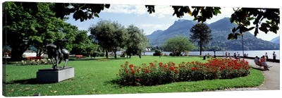 Park near Lake Lugano bkgrd MT Monte Bre canton Ticino Switzerland Canvas Art Print - Switzerland Art