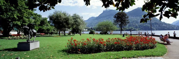 Park near Lake Lugano bkgrd MT Monte Bre canton Ticino Switzerland