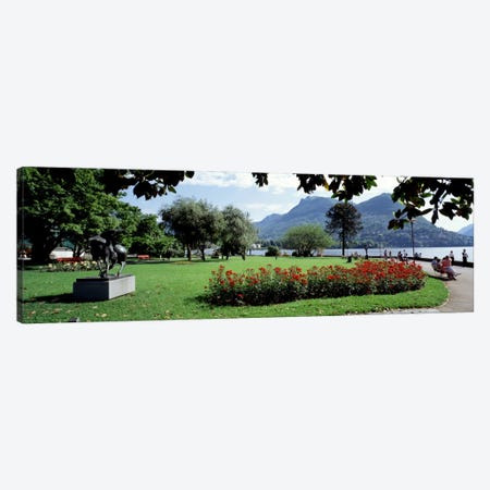 Park near Lake Lugano bkgrd MT Monte Bre canton Ticino Switzerland Canvas Print #PIM163} by Panoramic Images Canvas Art Print