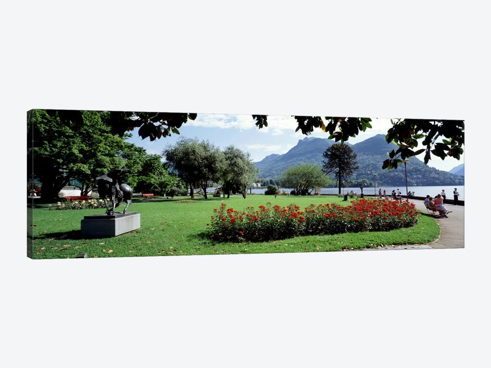 Park near Lake Lugano bkgrd MT Monte Bre canton Ticino Switzerland by Panoramic Images 1-piece Canvas Wall Art