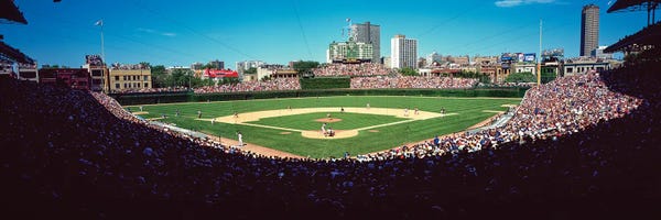 Chicago Cubs: Lower Level With Skyline, Home Plate, Cubs Vs Phillies, Wrigley Field, Chicago, Illinois, USA, July 31, 2003 by Panoramic Images
